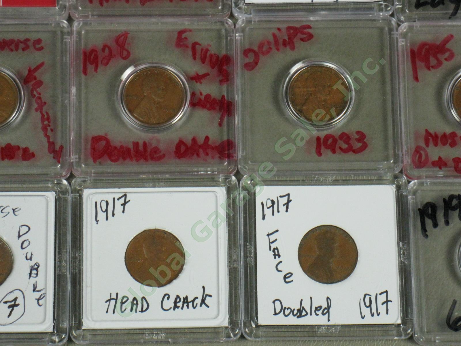 36 US Penny Mint Error Lot 12 UNC 1907 1917 1969-S ++ Doubles Die Cracks Wide AM 2
