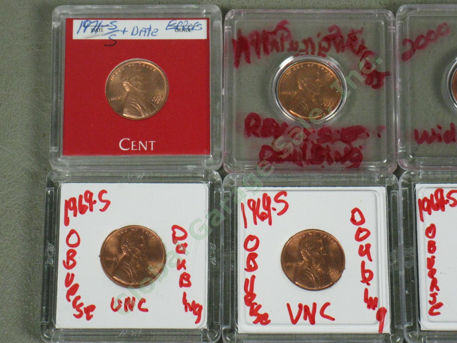 36 US Penny Mint Error Lot 12 UNC 1907 1917 1969-S ++ Doubles Die Cracks Wide AM 7