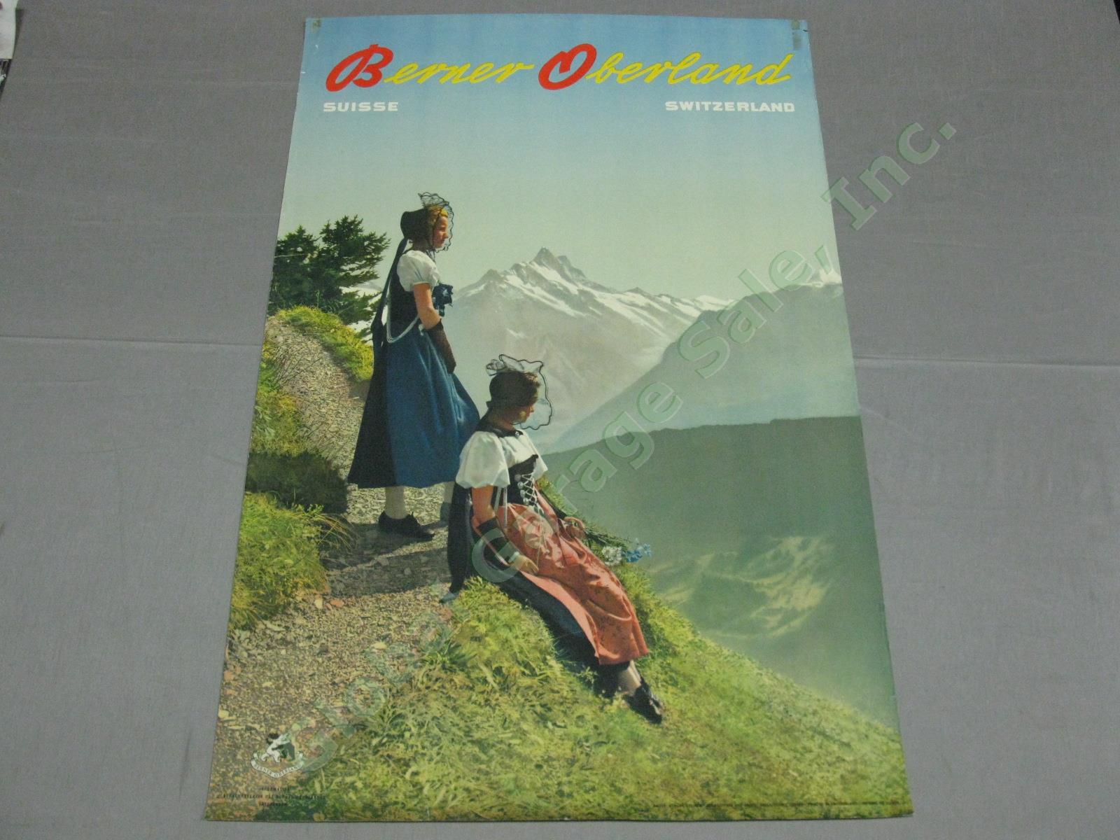 Vtg 1940s Swiss Travel Poster Berner Oberland Switzerland Albert Steiner Photo