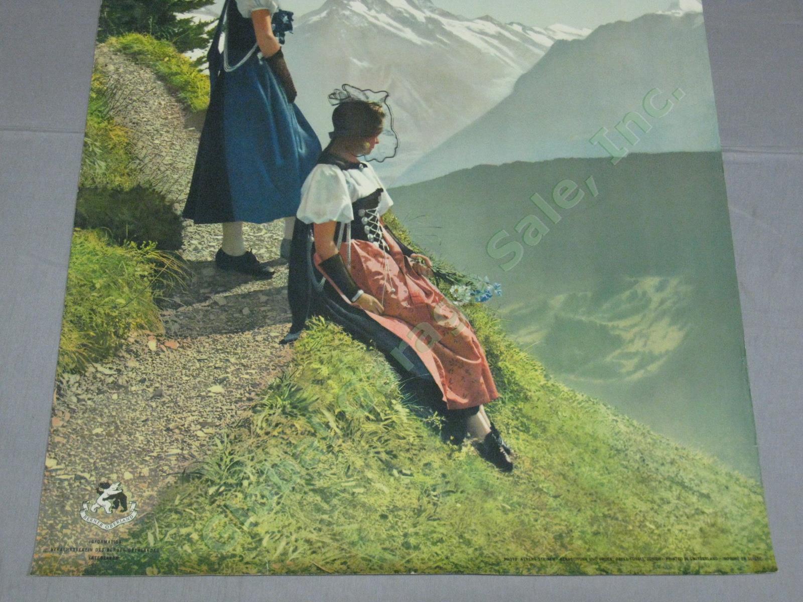 Vtg 1940s Swiss Travel Poster Berner Oberland Switzerland Albert Steiner Photo 2