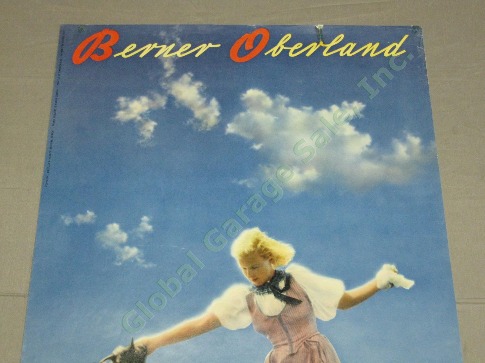Vtg 1942 Swiss Travel Poster Berner Oberland Bernois Girl With Goats Switzerland 1