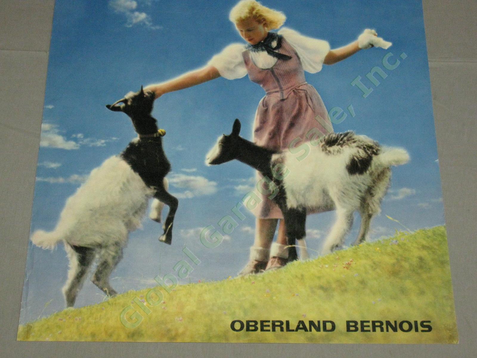 Vtg 1942 Swiss Travel Poster Berner Oberland Bernois Girl With Goats Switzerland 2