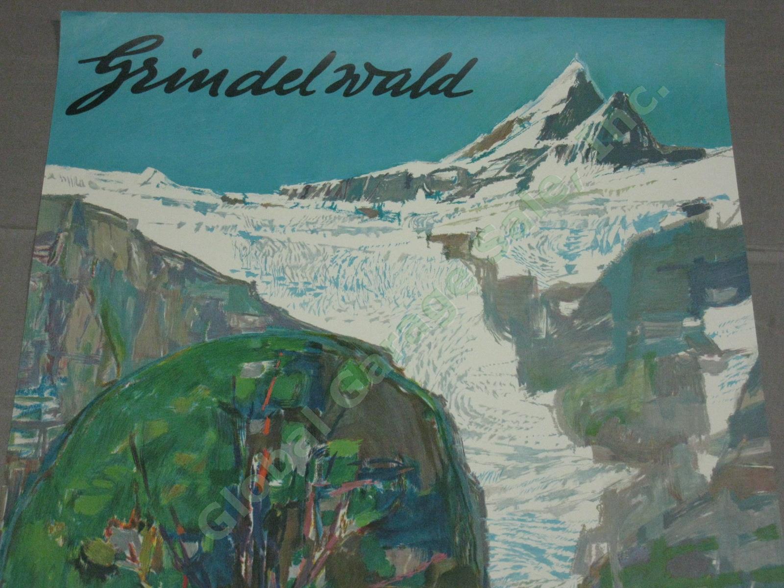 Vtg 1950s Swiss Travel Poster Grindelwald Berner Oberland Hugo Wetli Switzerland 1