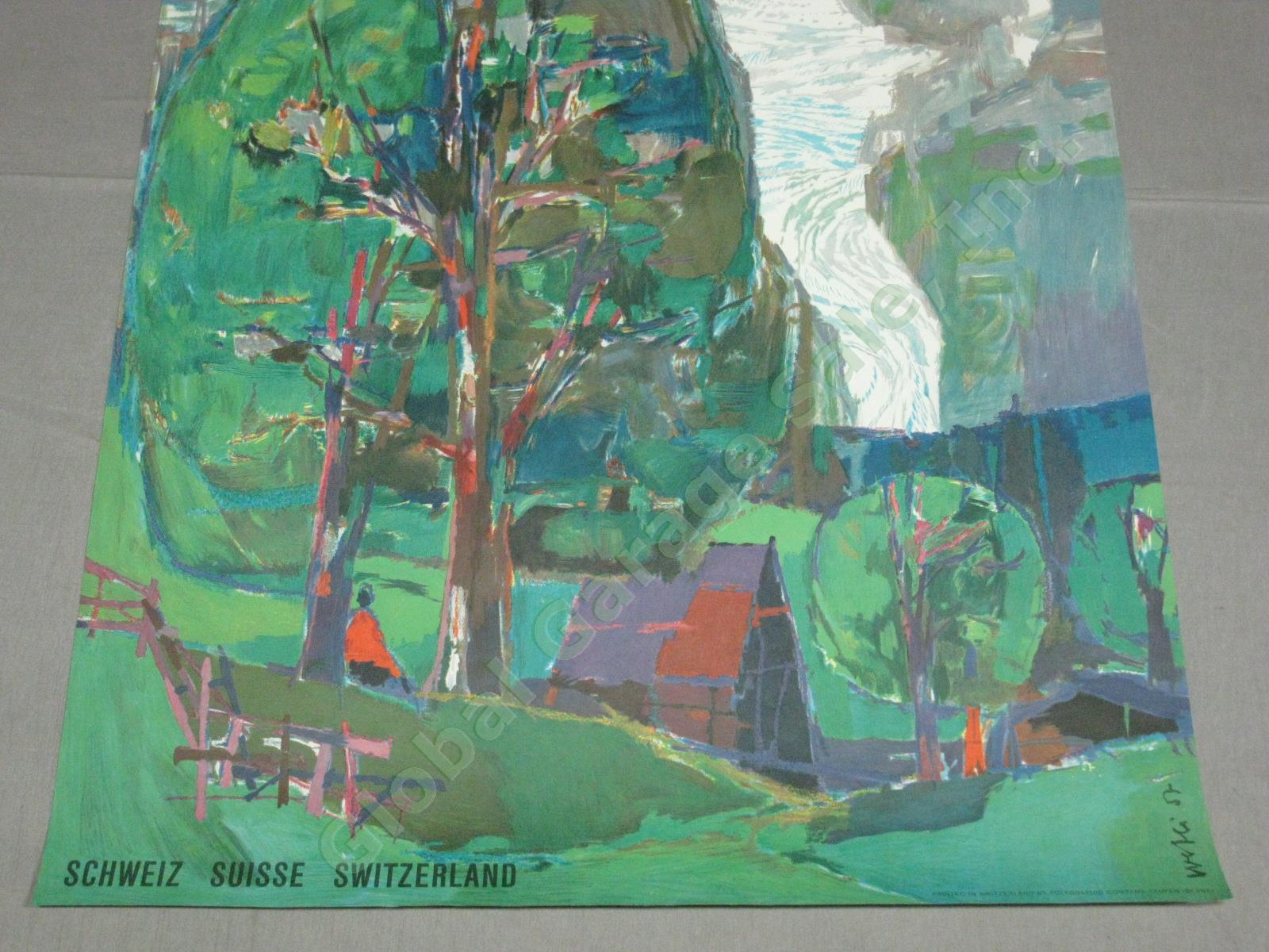 Vtg 1950s Swiss Travel Poster Grindelwald Berner Oberland Hugo Wetli Switzerland 3