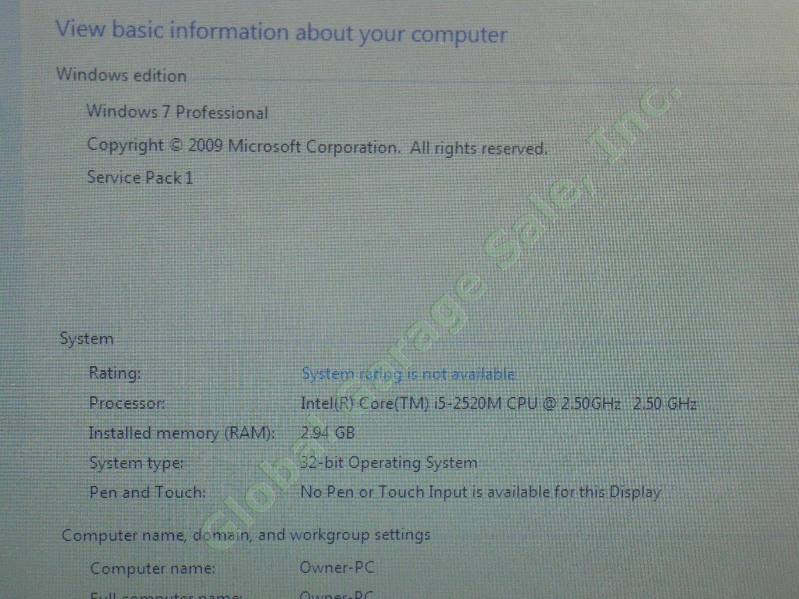 HP ProBook 4530s Laptop Computer Intel i5-2520M 2.50GHz 3GB 300GB Windows 7 Pro 2
