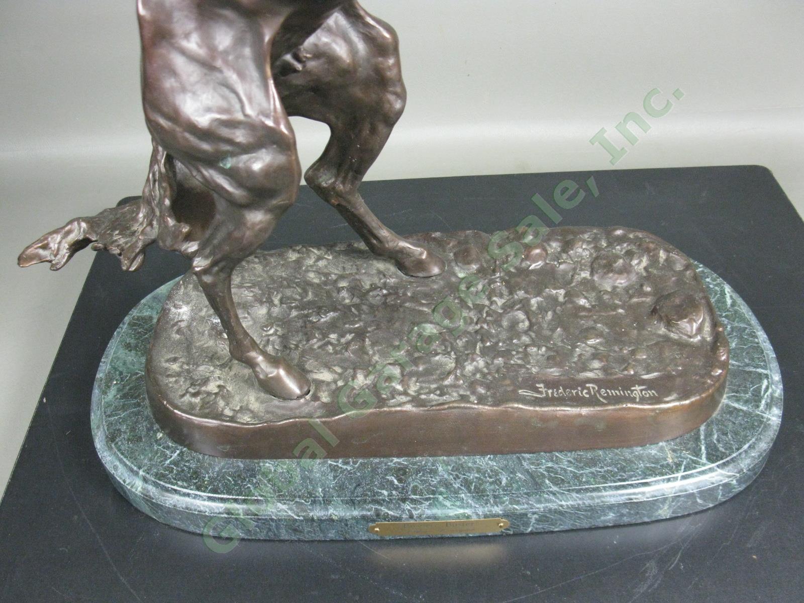 22" Frederic Remington Bronco Buster Cowboy Horse Bronze Sculpture Statue Marble 3