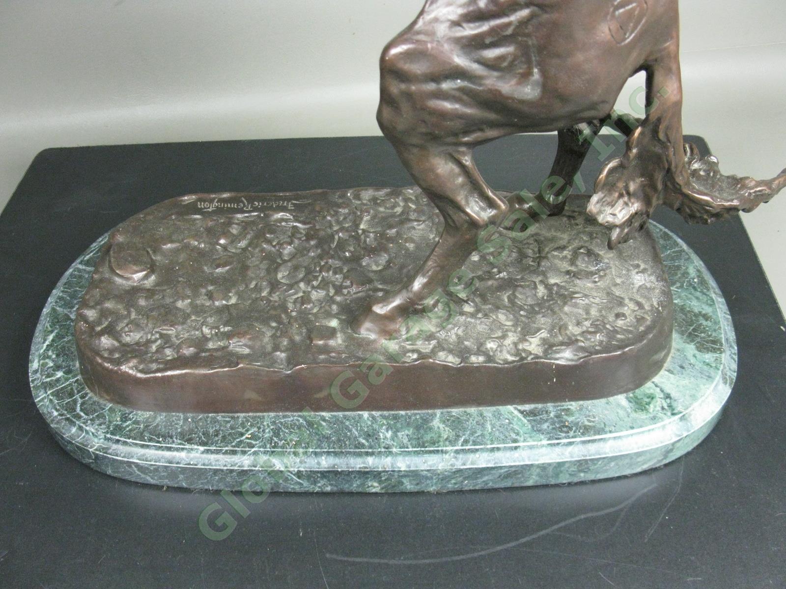 22" Frederic Remington Bronco Buster Cowboy Horse Bronze Sculpture Statue Marble 8