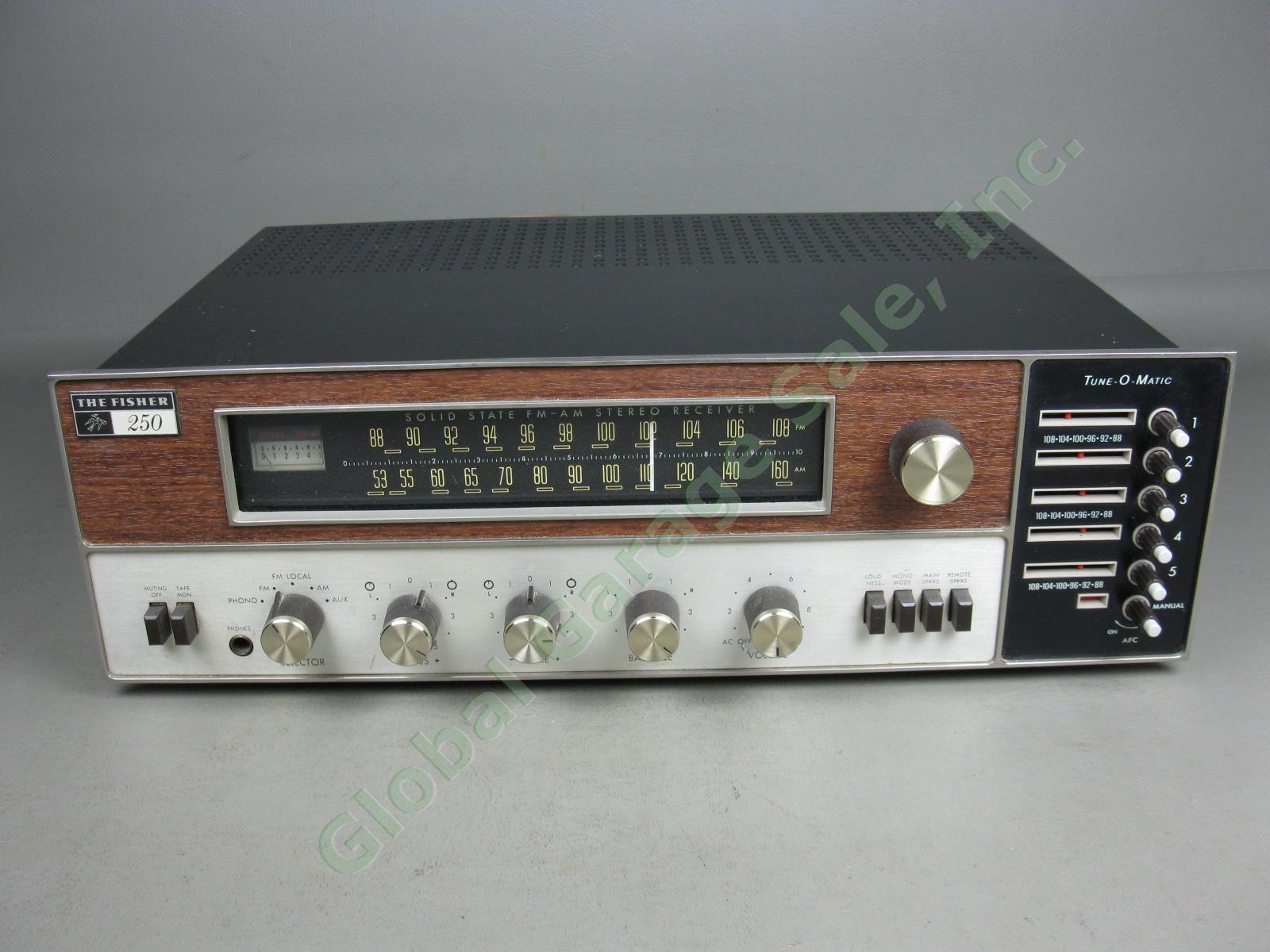 Vtg The Fisher 250-TX Tune-O-Matic AM/FM Stereo Receiver Stations Tested As-Is