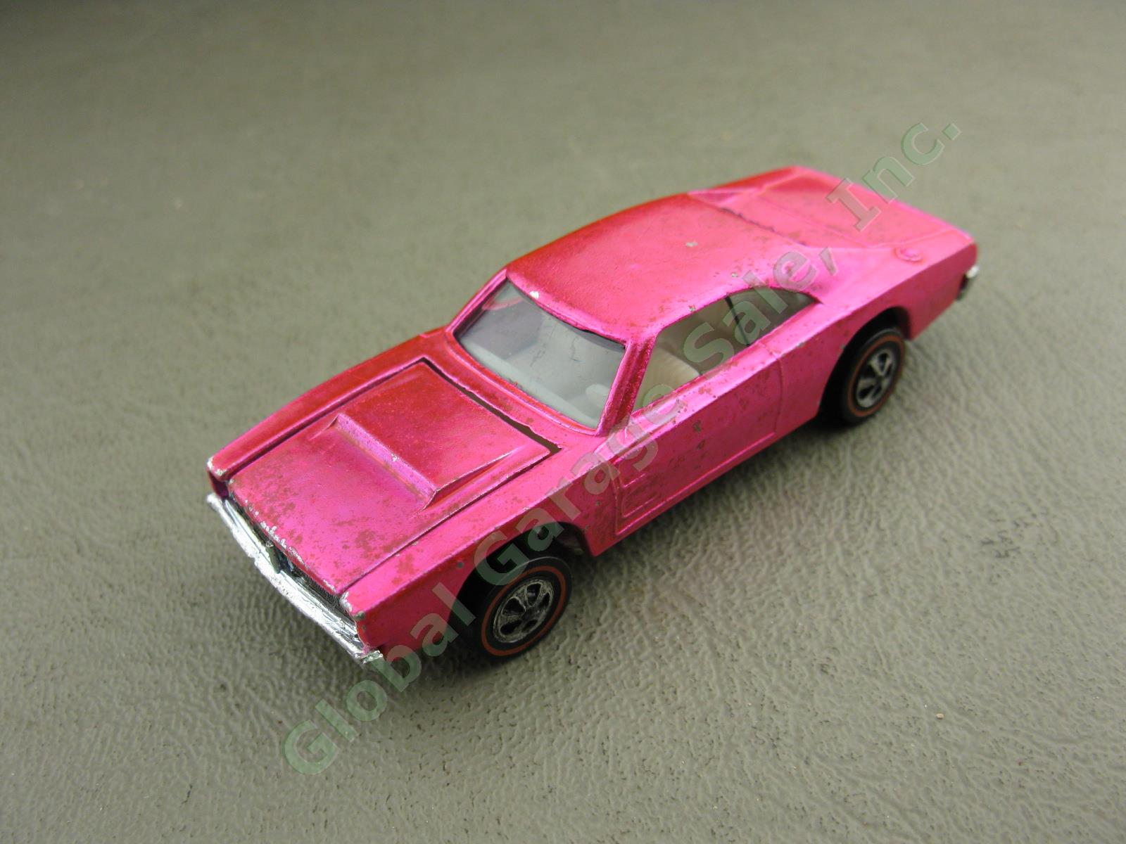 Vtg 1968 Hot Wheels Custom Dodge Charger Nuclear? Hot Pink Spectraflame USA Base