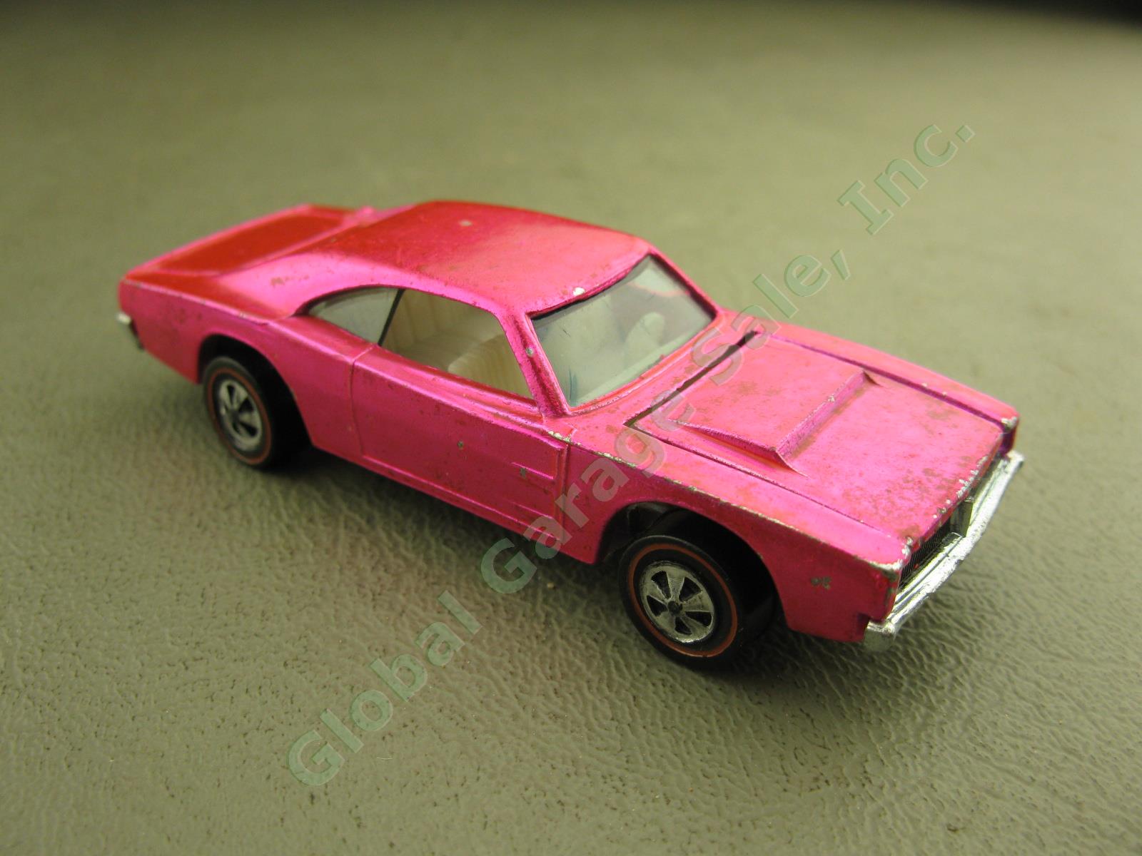 Vtg 1968 Hot Wheels Custom Dodge Charger Nuclear? Hot Pink Spectraflame USA Base 2