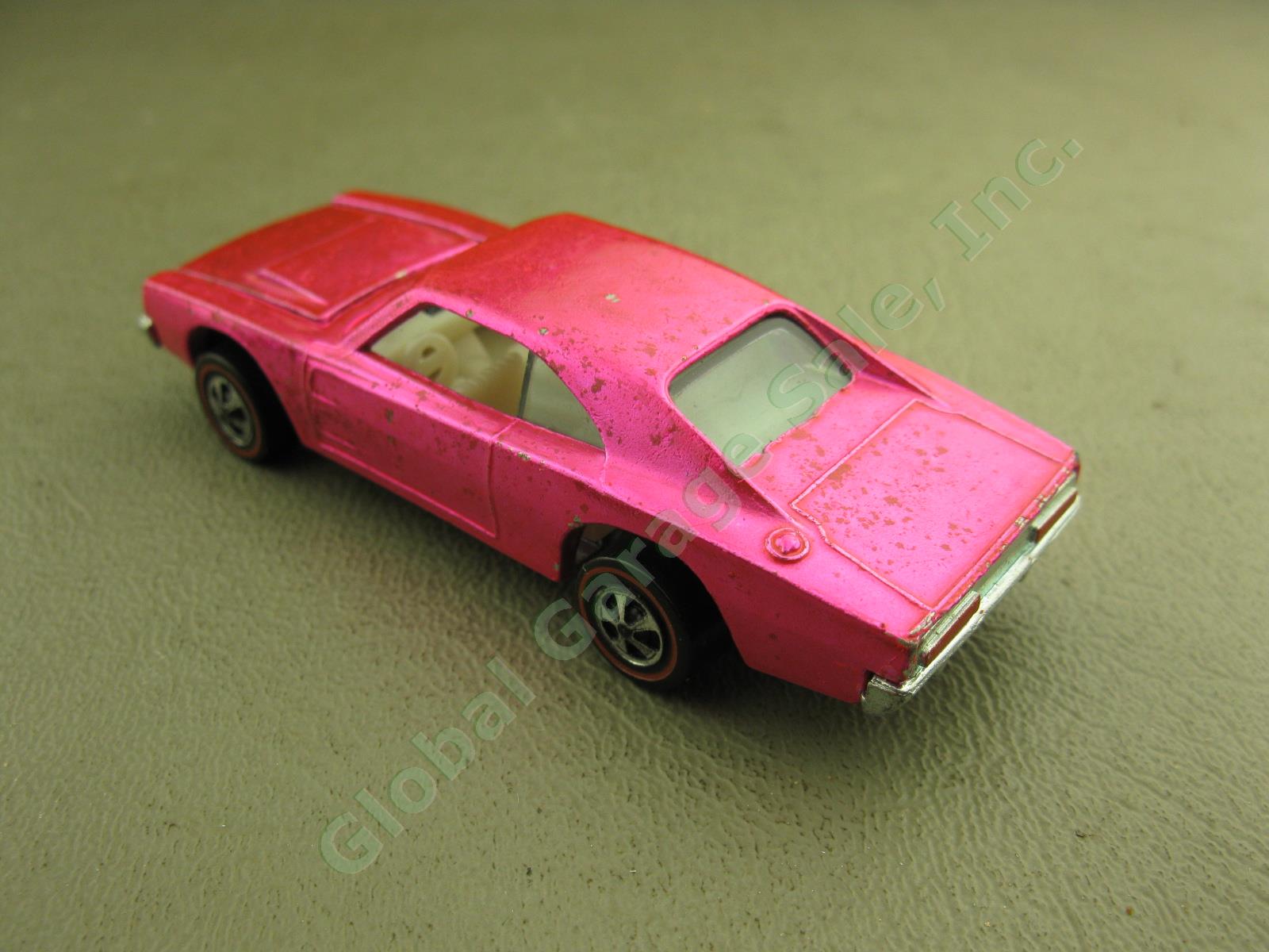 Vtg 1968 Hot Wheels Custom Dodge Charger Nuclear? Hot Pink Spectraflame USA Base 5