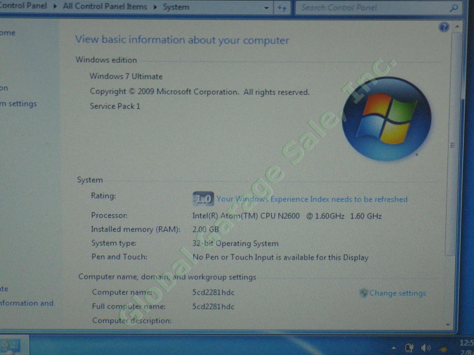 HP Mini 1104 Netbook Laptop Computer Intel 1.60GHz 2GB RAM 300GB Windows 7 Ult 2
