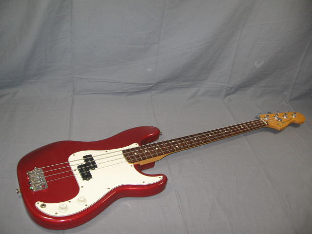 Red Fender Precision Electric 4 String Bass W/Soft Case 4