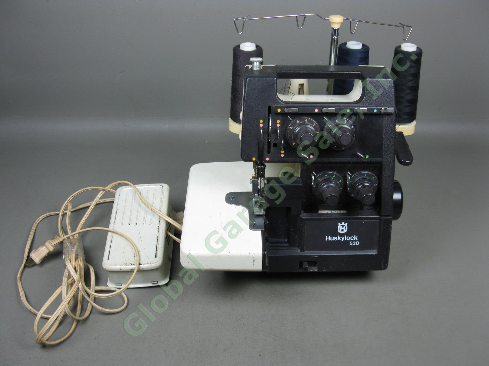 Husqvarna Huskylock 530 Overlock Serger Sewing Machine + Pedal Thread Bundle Lot