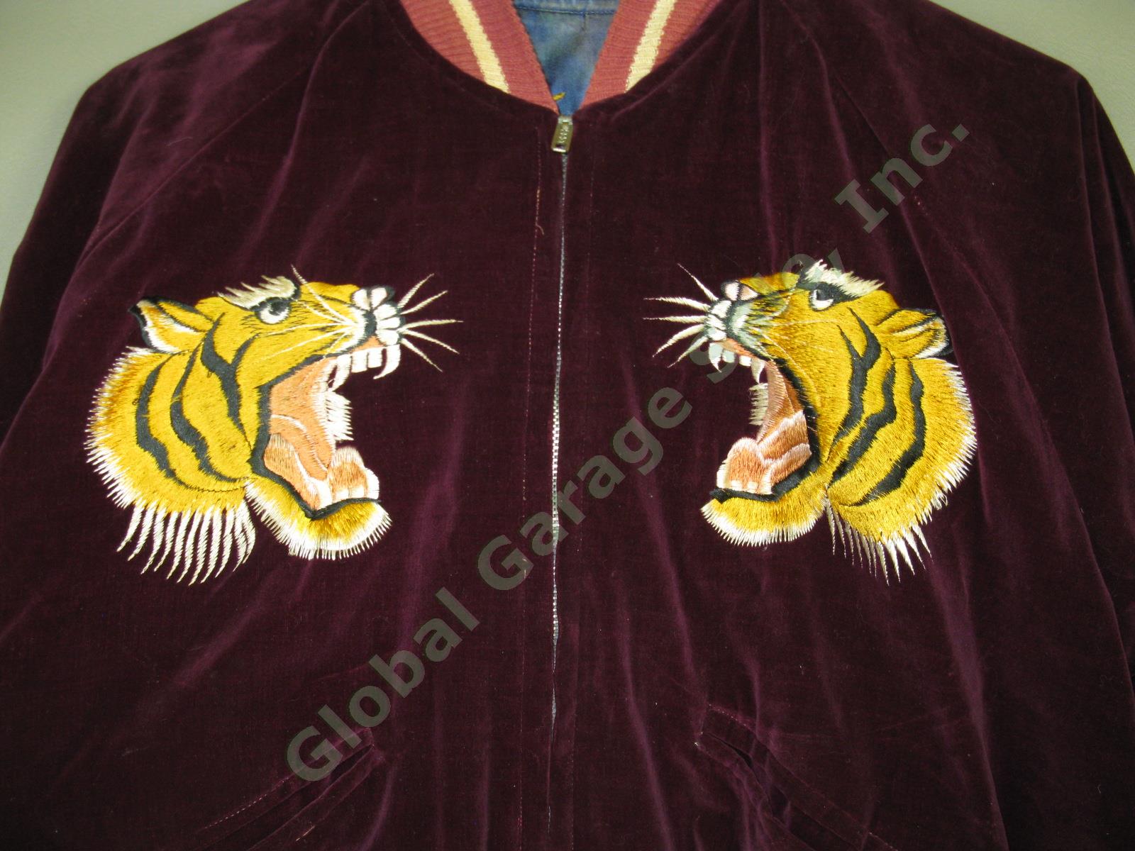 Vtg 1953 Korean War Reversible Embroidered Souvenir Jacket Korea Map Eagle Tiger 3