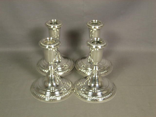 4 Empire Sterling Silver Candlesticks Candleholders Set