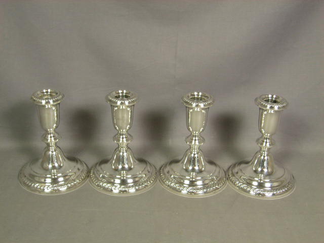 4 Empire Sterling Silver Candlesticks Candleholders Set 1