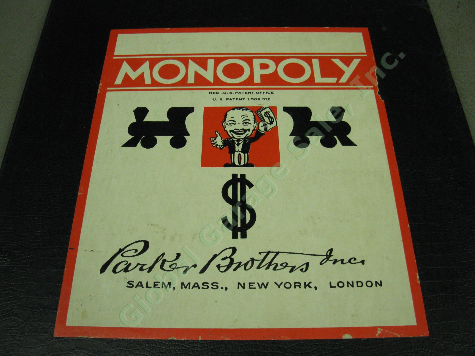 Vtg Antique 1935 Parker Bros Monopoly Game +Board Dice Pieces Houses Money Cards 1