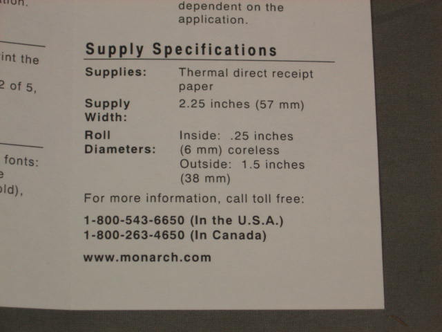 Monarch Paxar 6015 Palm III PDA Thermal Printer Lot 11