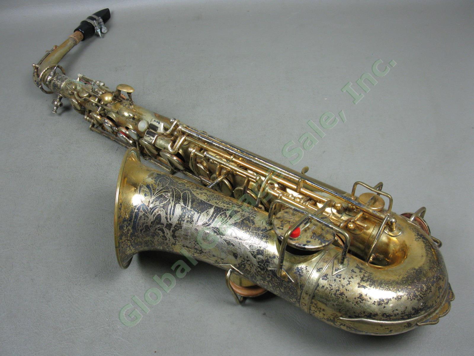Vtg 1924/1925 Buescher True Tone Low Pitch Saxophone Serial #156390
 W/ Case Lot 2