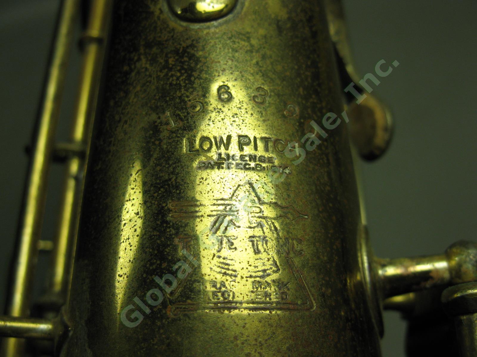 Vtg 1924/1925 Buescher True Tone Low Pitch Saxophone Serial #156390
 W/ Case Lot 8