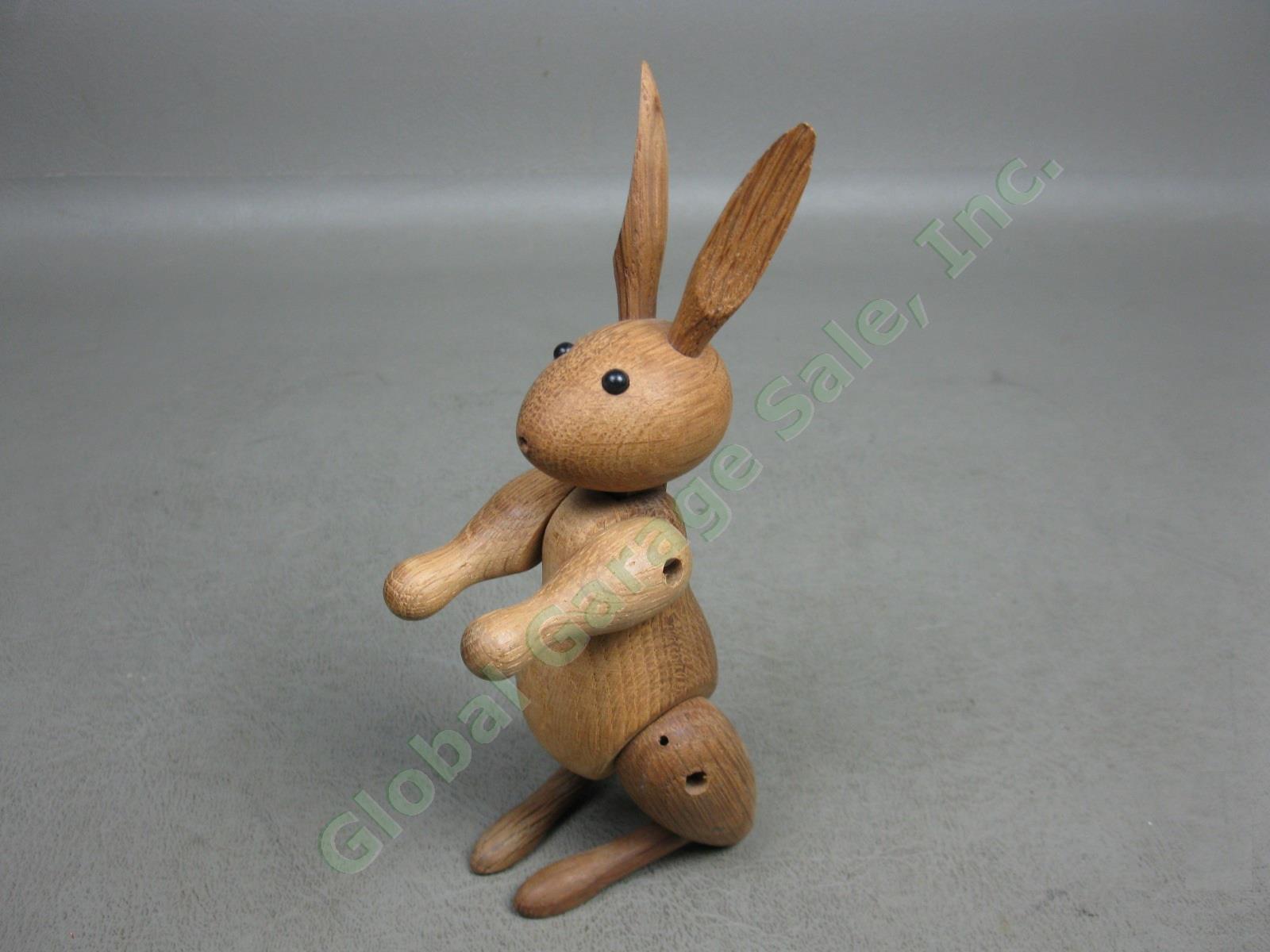 Vtg MCM Kay Bojesen Signed Jointed Danish Teak Wood Wooden Rabbit Toy Denmark NR