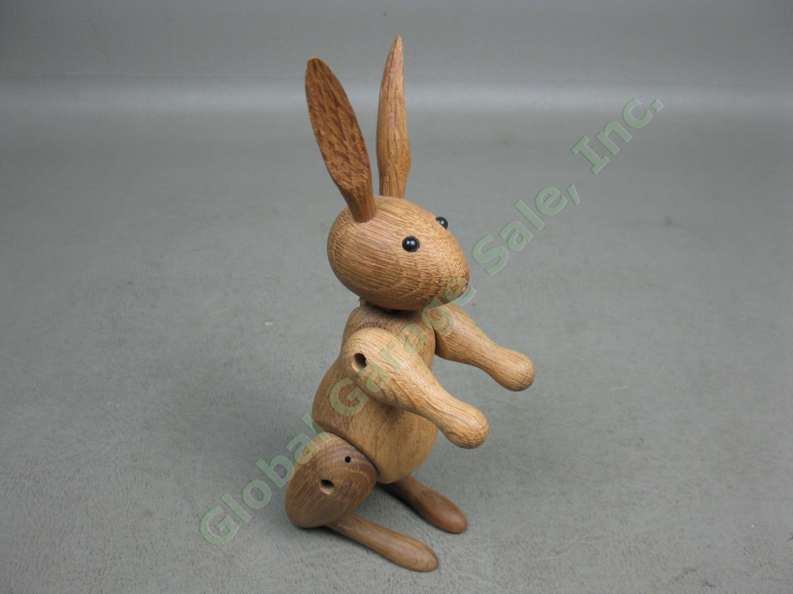 Vtg MCM Kay Bojesen Signed Jointed Danish Teak Wood Wooden Rabbit Toy Denmark NR 1