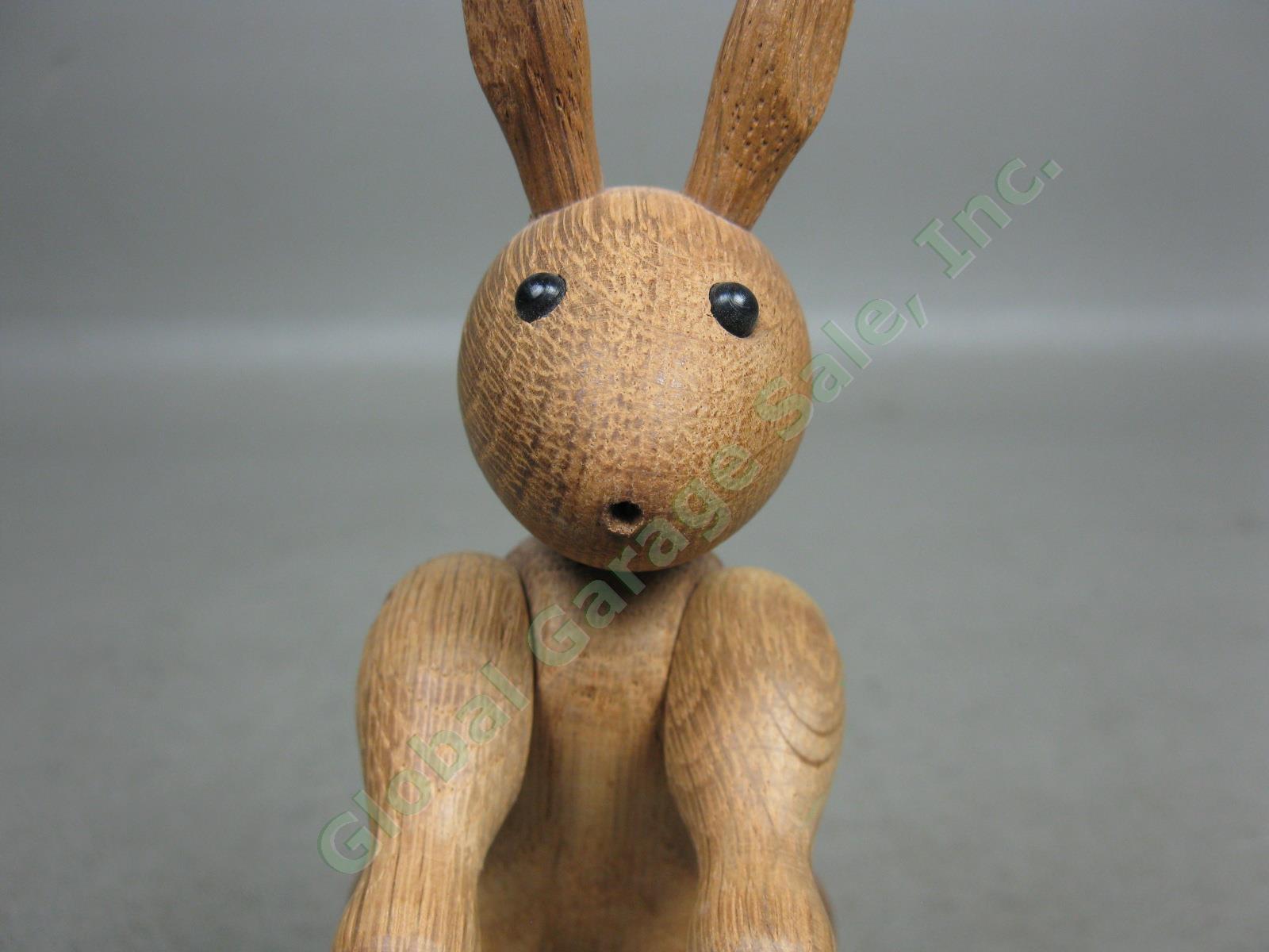 Vtg MCM Kay Bojesen Signed Jointed Danish Teak Wood Wooden Rabbit Toy Denmark NR 2
