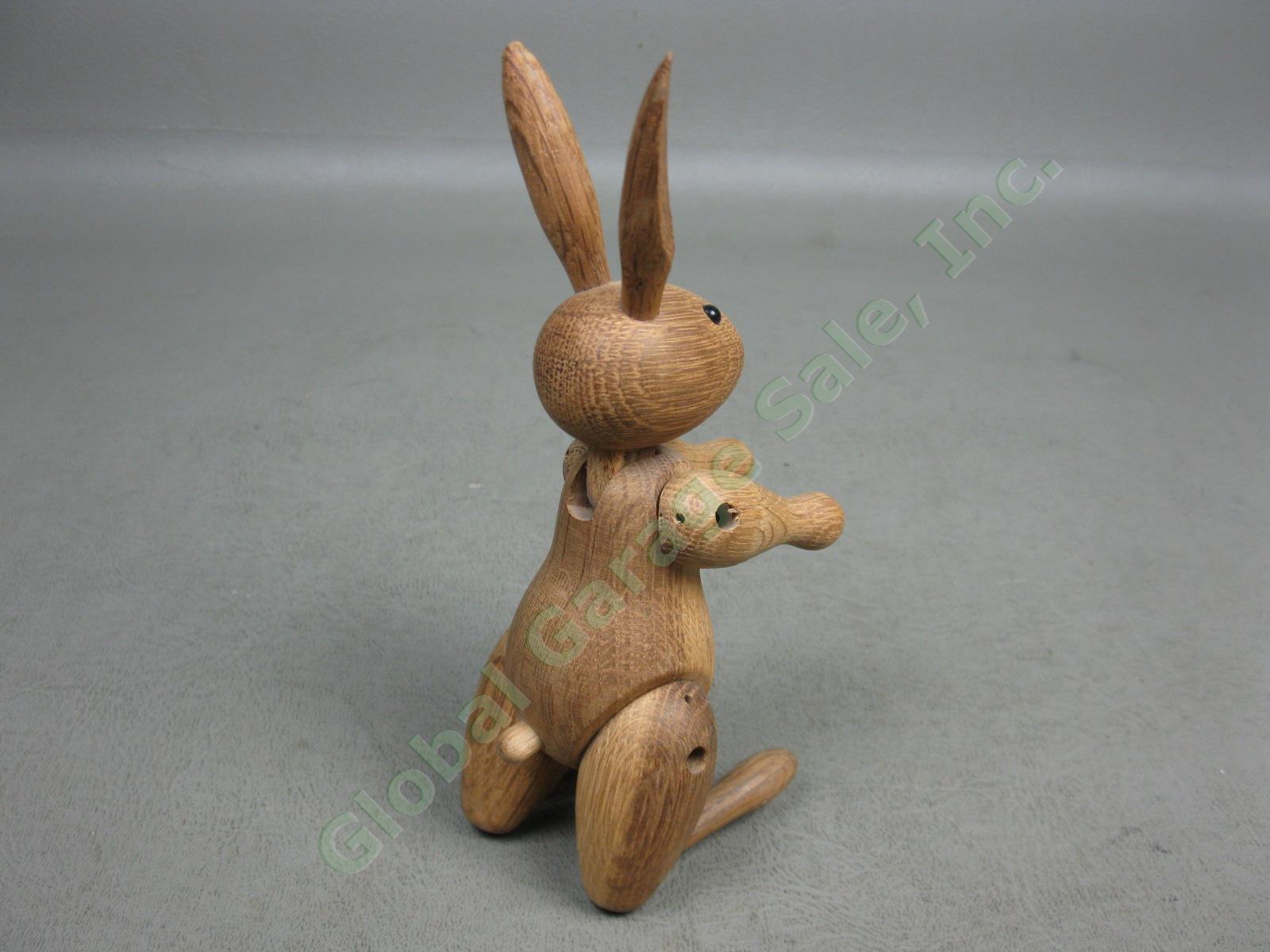 Vtg MCM Kay Bojesen Signed Jointed Danish Teak Wood Wooden Rabbit Toy Denmark NR 3