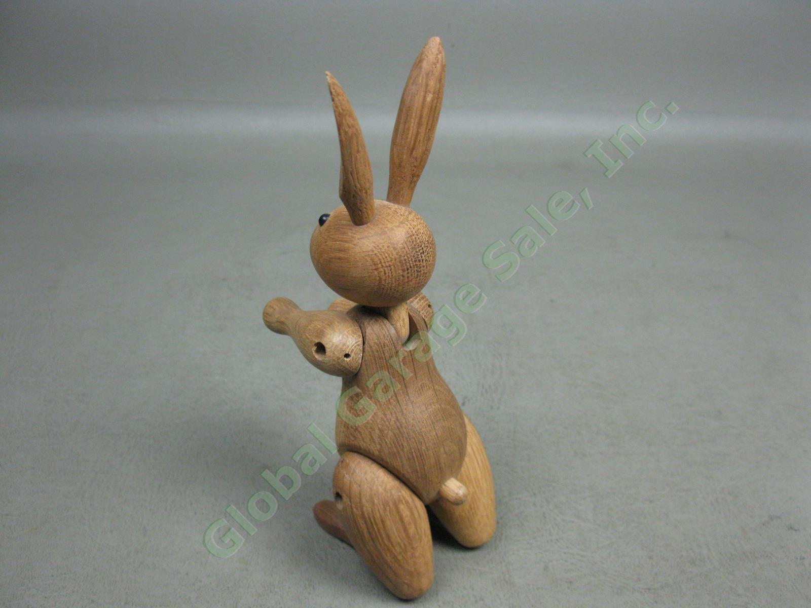 Vtg MCM Kay Bojesen Signed Jointed Danish Teak Wood Wooden Rabbit Toy Denmark NR 4