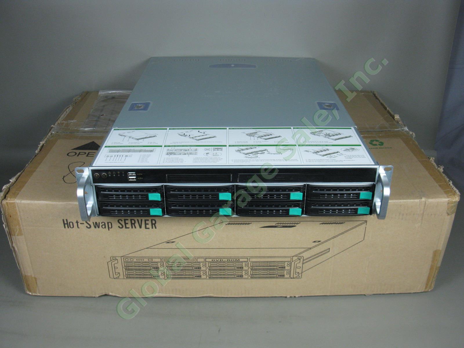NEW In Box 2U 8-Bay Hot Swap Server Case 8 HDD Hard Drive Trays Slim CD-ROM FDD