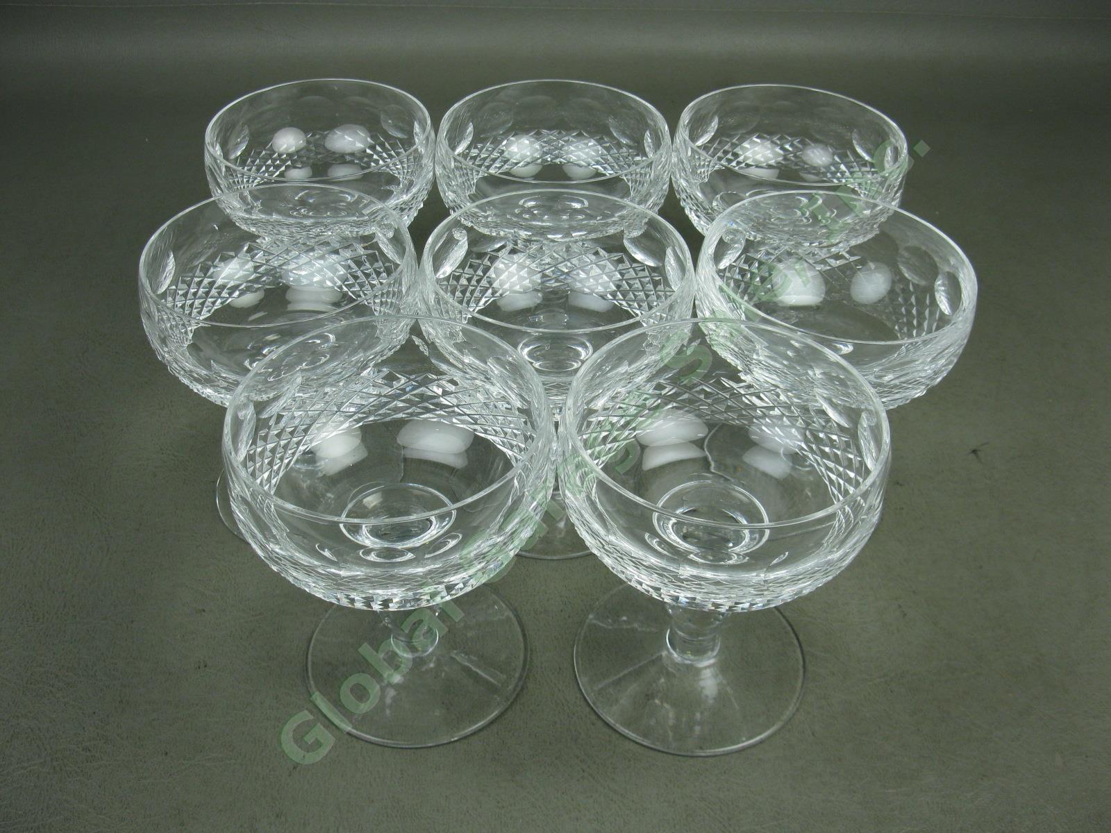8 Waterford Crystal Colleen Short Stem Champagne Tall Sherbet Glasses Set 4-3/8"