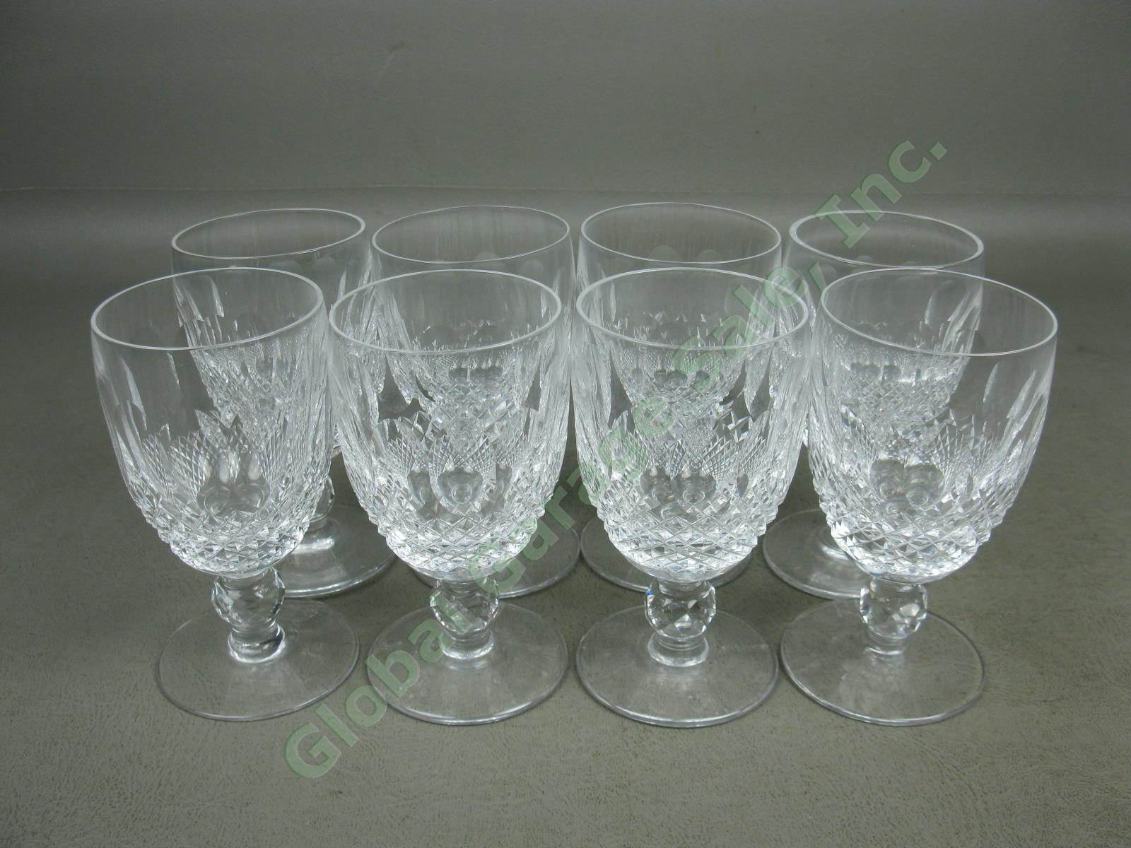 8 Waterford Cut Lead Crystal Colleen Claret Red Wine Glasses Set Lot 4-3/4" Tall