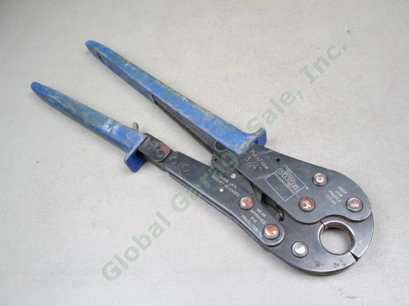 Viega PureFlow 3/4" PEX Press Tool Ratcheting Plumbing Crimper Blue Handle 50040 3