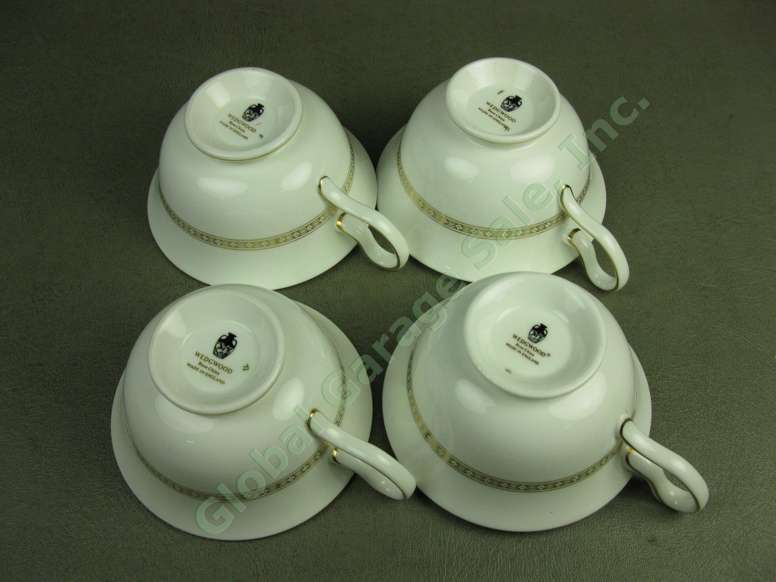 4 Wedgwood Gold Florentine Dragon Bone China Tea Cups + 4 Saucers Set Lot #W4219 5