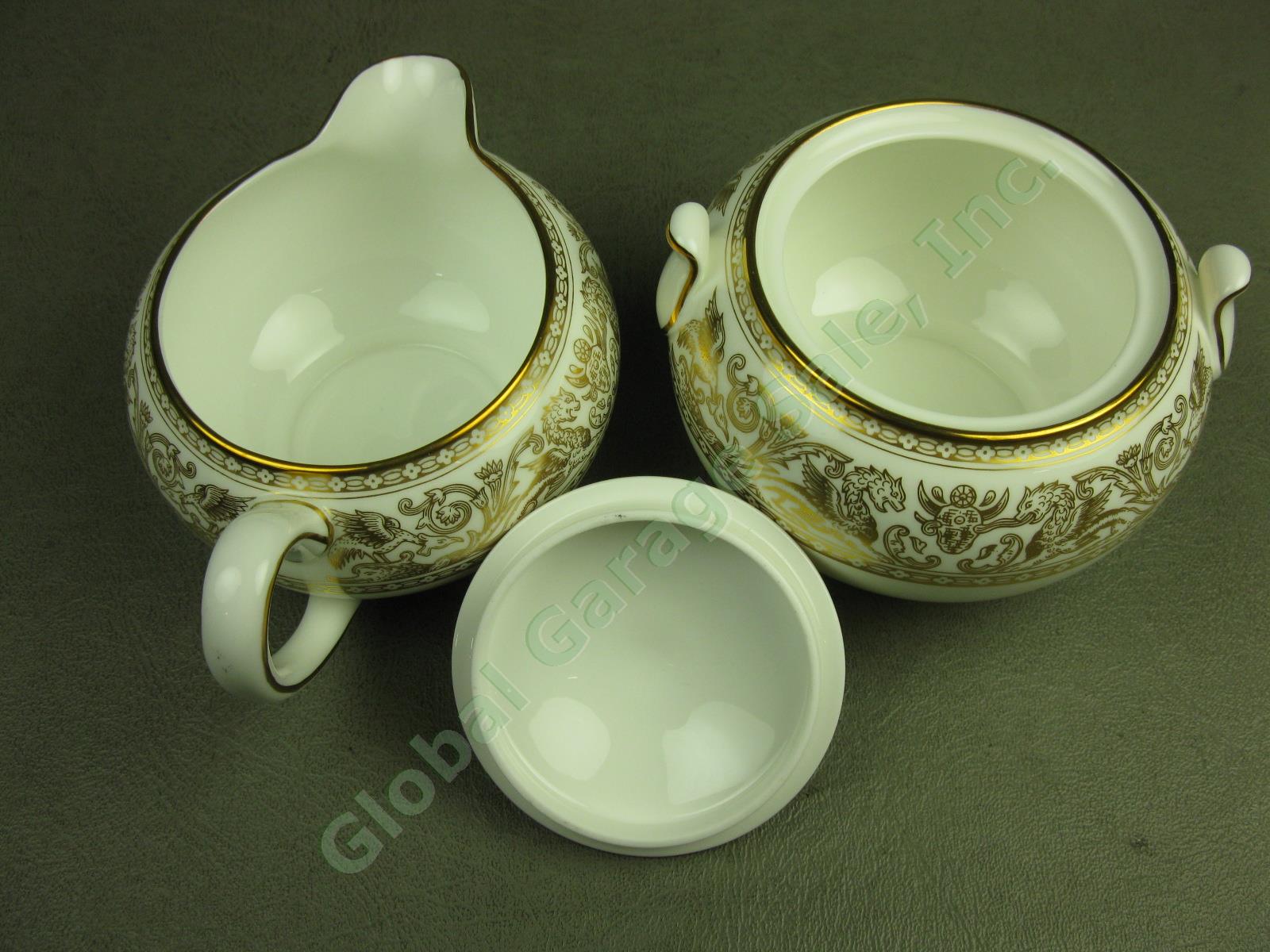 Wedgwood Gold Florentine Dragon Bone China Creamer +Covered Sugar Bowl Set W4219 2