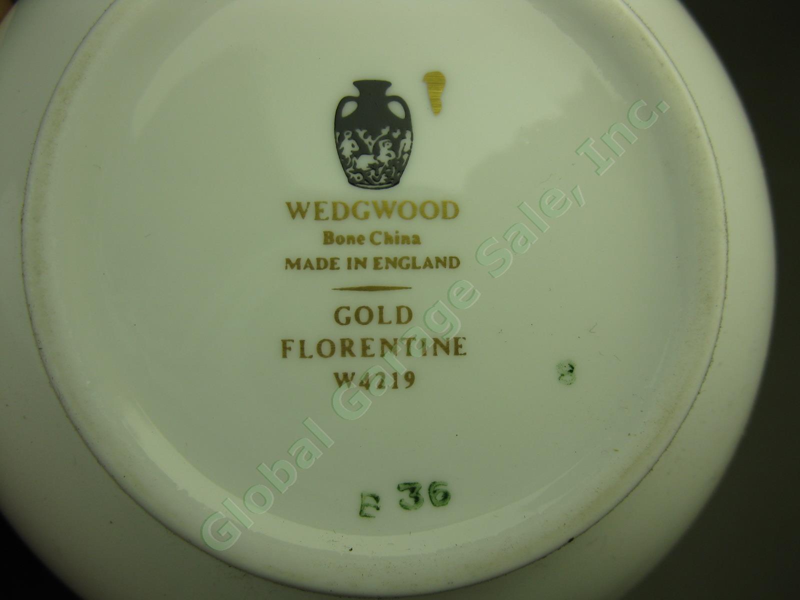 Wedgwood Gold Florentine Dragon Bone China Creamer +Covered Sugar Bowl Set W4219 4