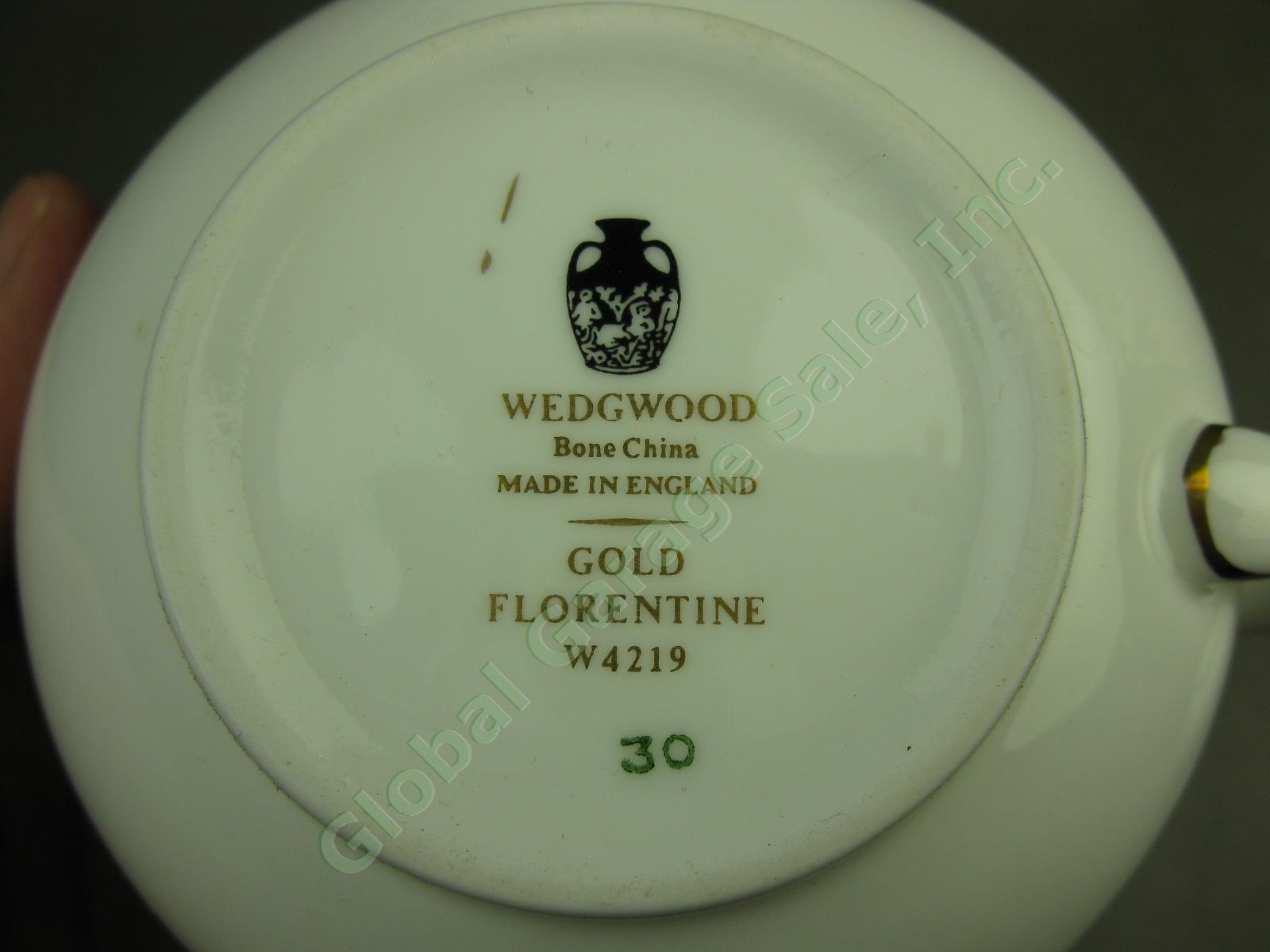 Wedgwood Gold Florentine Dragon Bone China Creamer +Covered Sugar Bowl Set W4219 5