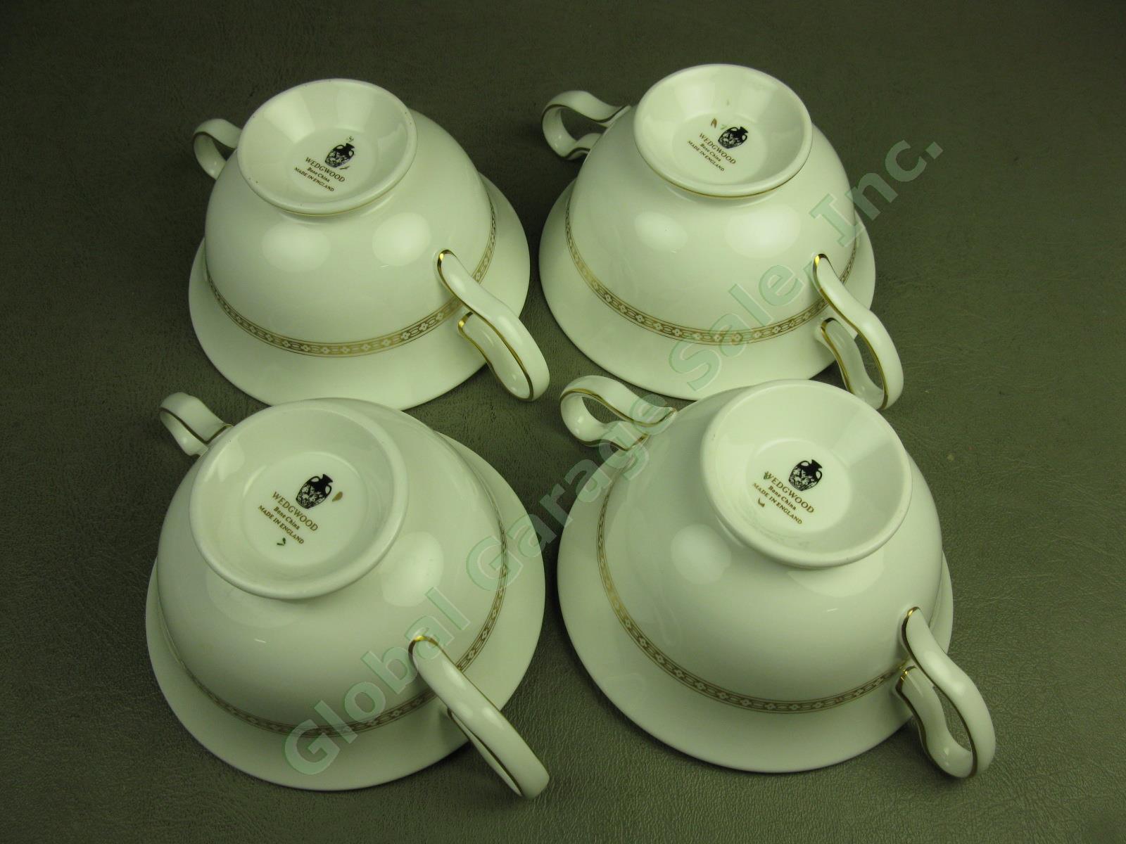 4 Wedgwood Gold Florentine Dragon China Cream Soup Bowls + Saucers Set Lot W4219 6