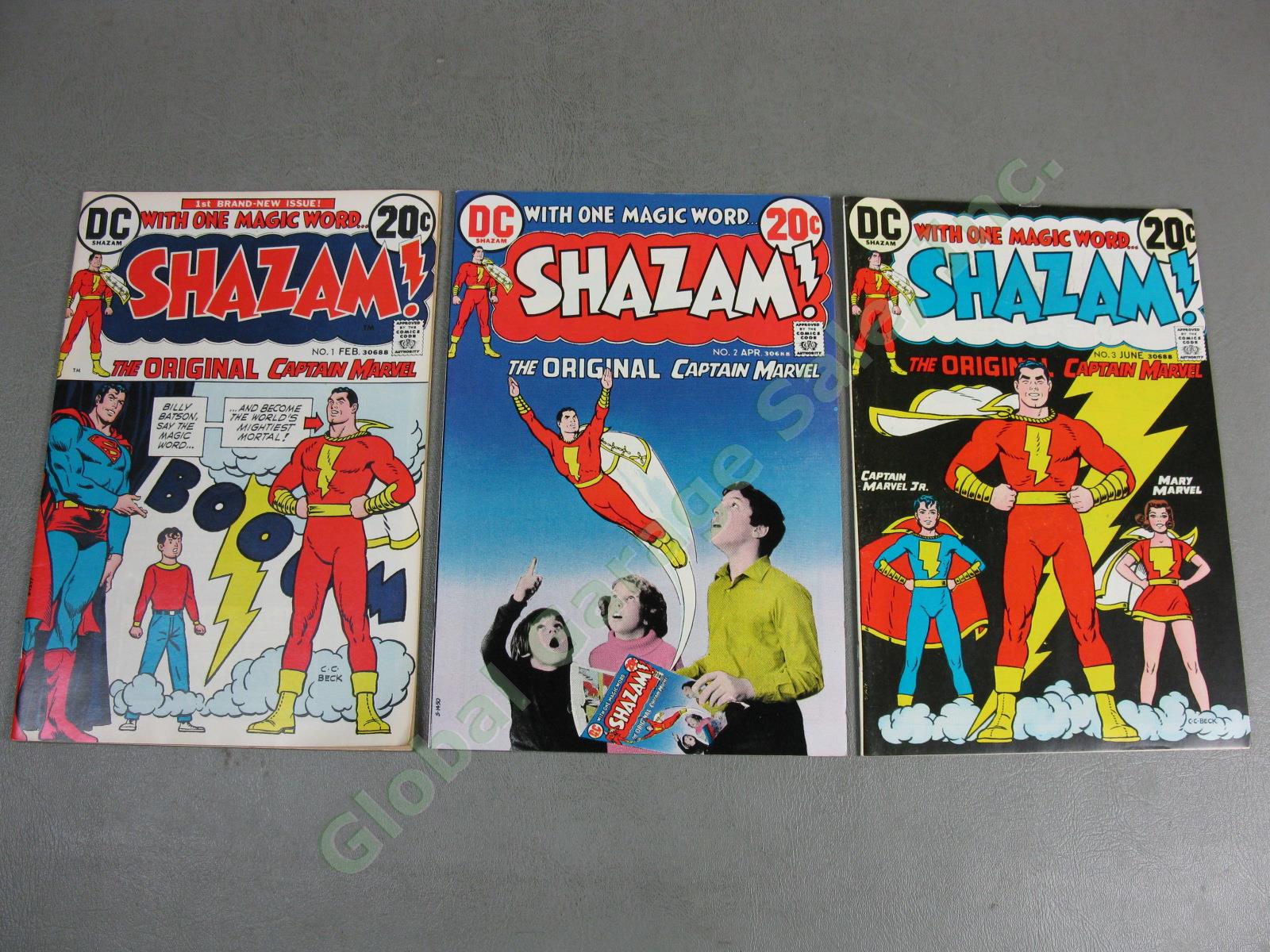 Vtg 1973 Shazam! 1 2 3 Original Captain Marvel Comic Book Lot Set High Grade NR!