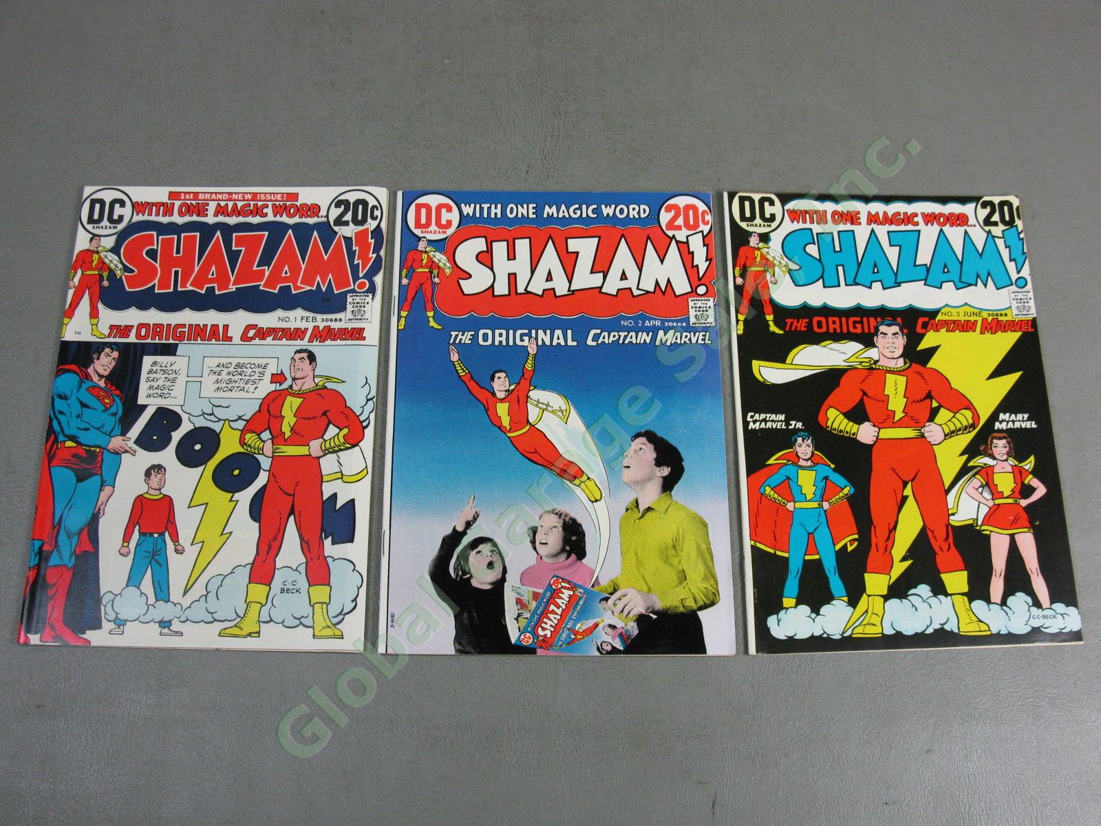 Vtg 1973 Shazam! 1 2 3 Original Captain Marvel Comic Book Lot Set Exc Condition