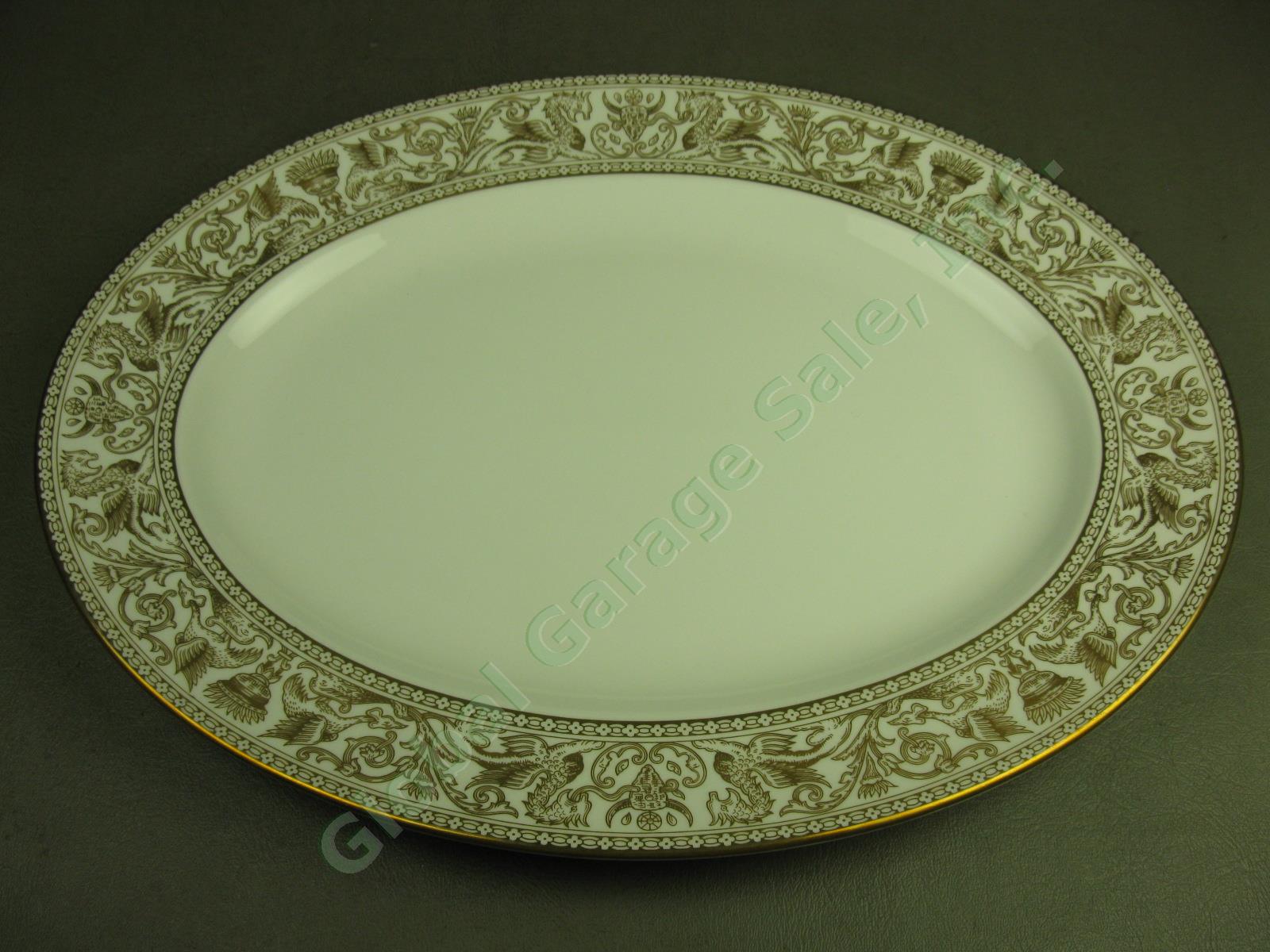 Wedgwood Gold Florentine Dragon China 15.5" x 11.5" Oval Serving Platter #W4219