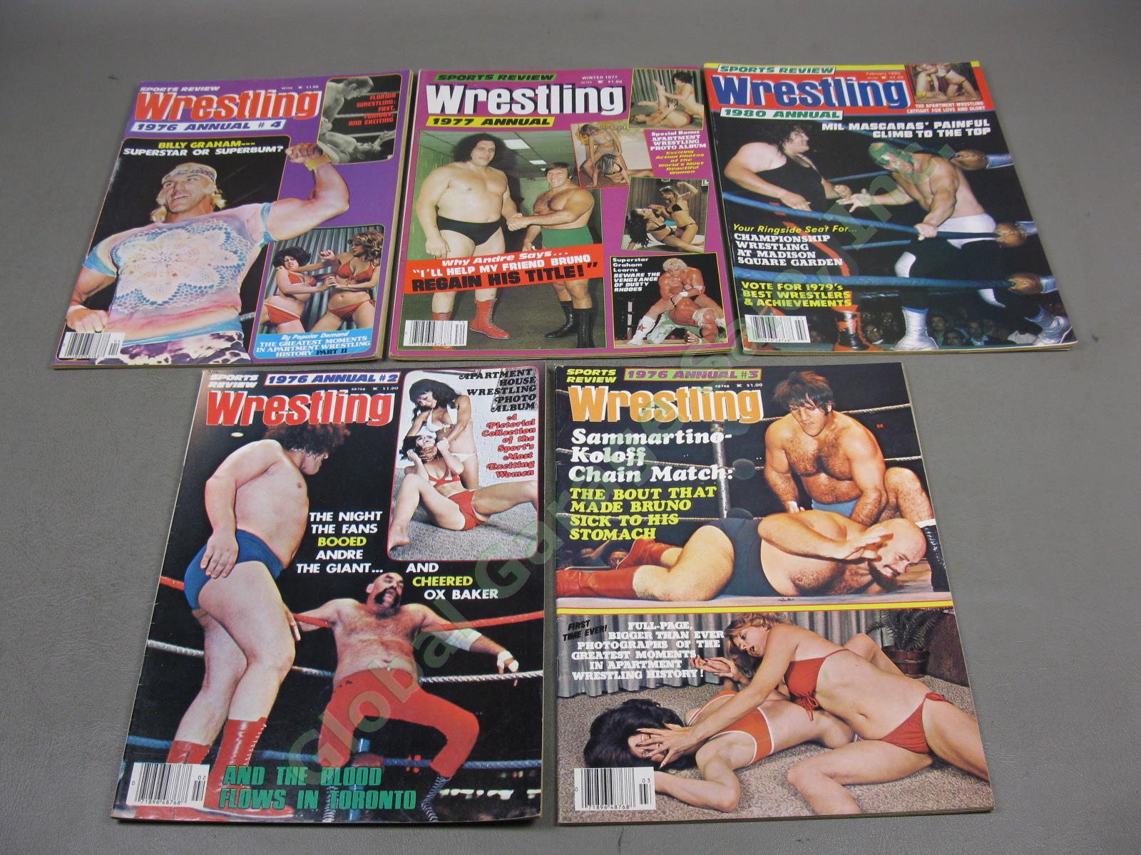 25 Vtg Sports Review Wrestling Magazine Lot 1975-1981 Annuals Andre The Giant ++ 1