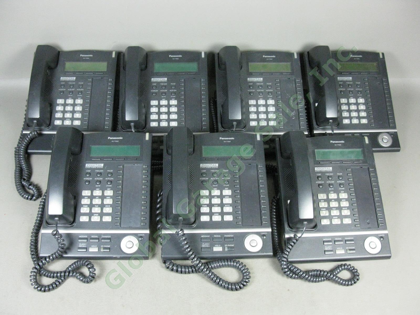 7 Panasonic KX-T7630-B Business Phones Digital Display Speakerphone System Lot