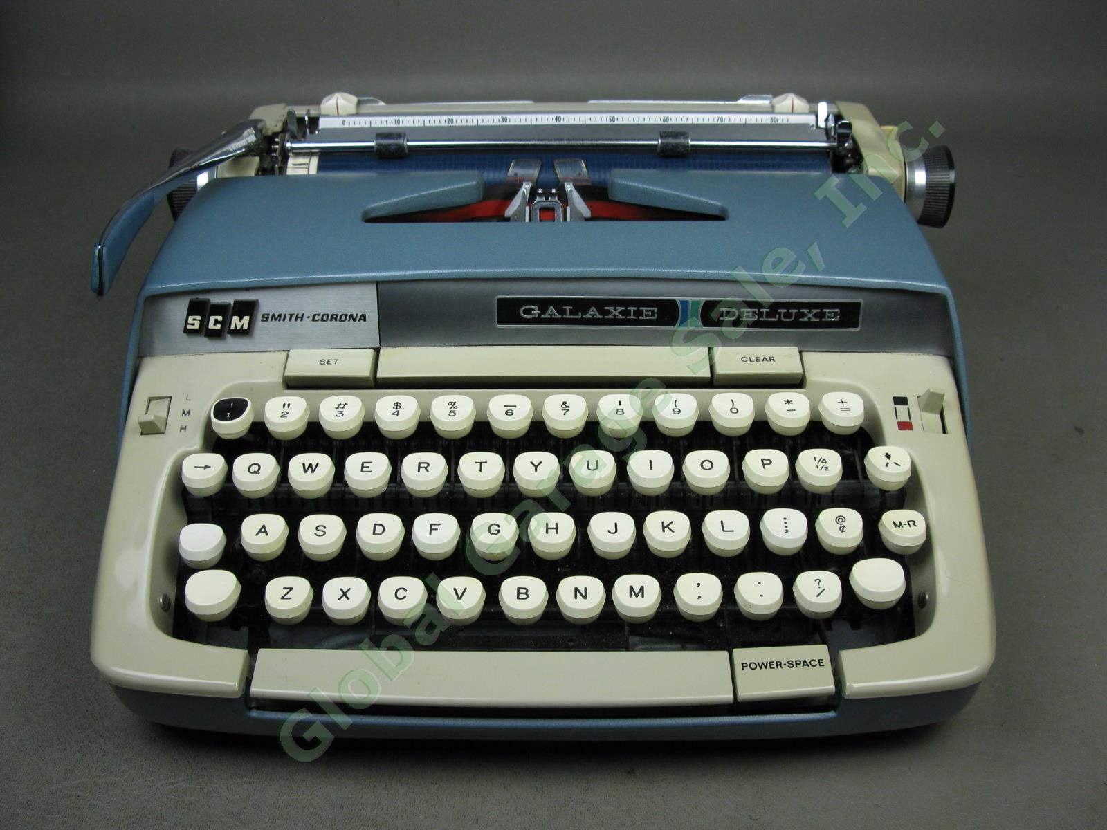 Vtg Smith-Corona Galaxie Deluxe Blue Portable Manual Typewriter W/ Case Manual + 1