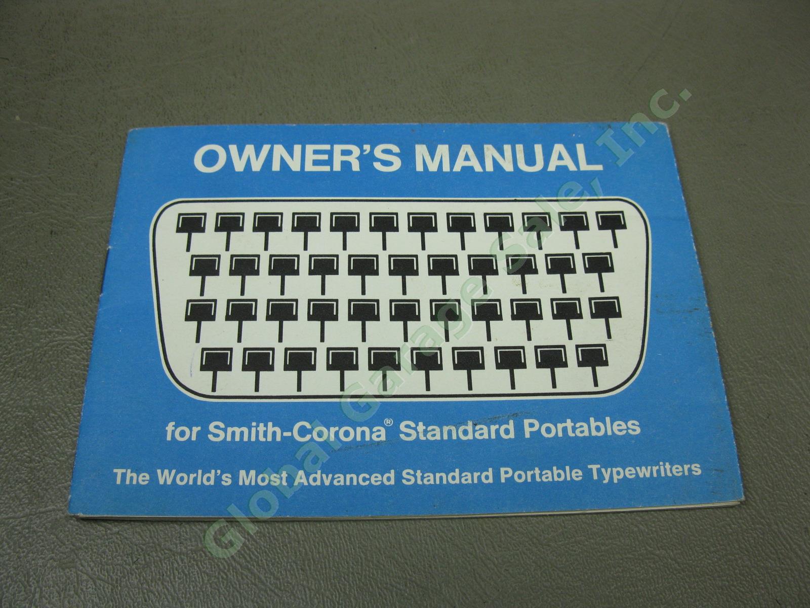 Vtg Smith-Corona Galaxie Deluxe Blue Portable Manual Typewriter W/ Case Manual + 10