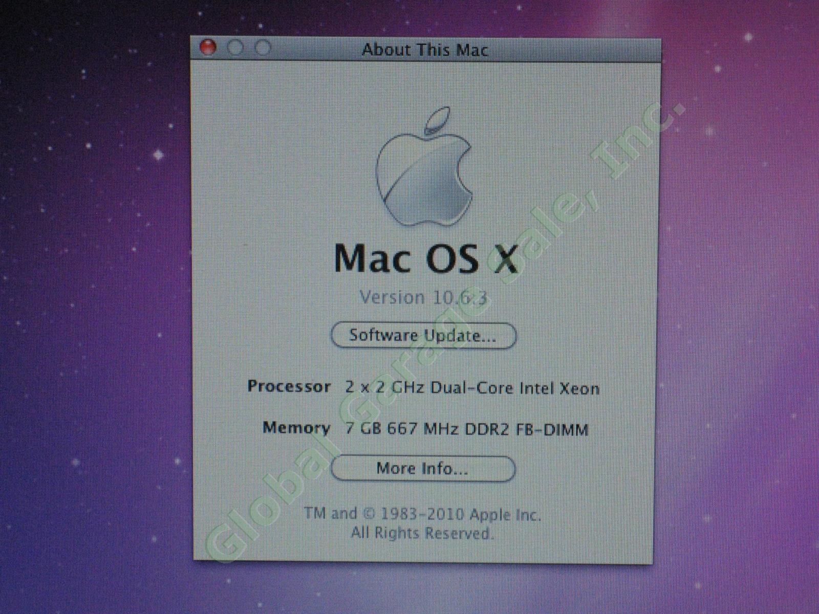 Apple Mac Pro A1186 Desktop Computer 7GB RAM 160GB HDD 2GHz Dual Core Xeon 10.6 1