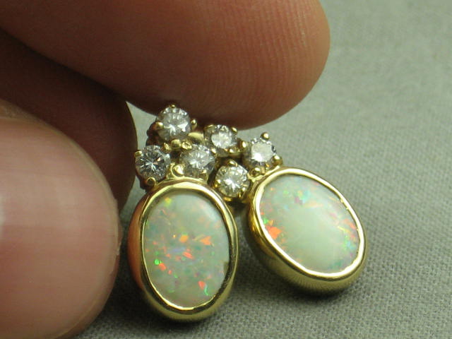 Opal Cut Diamond 14K Gold Post Earrings Jewelry $1150