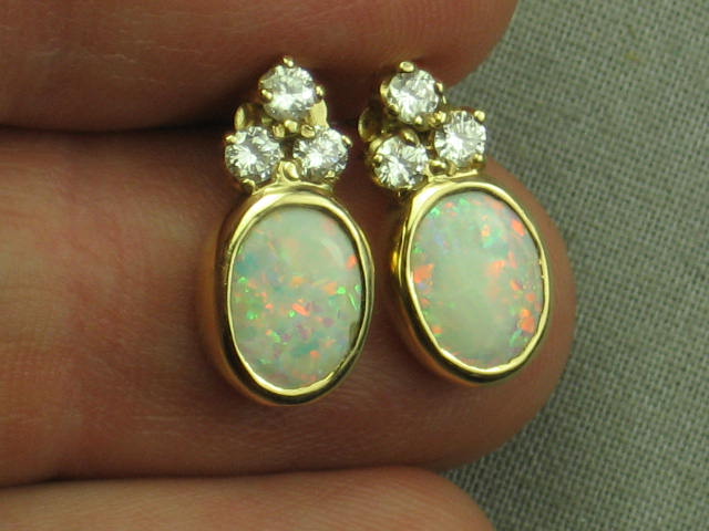 Opal Cut Diamond 14K Gold Post Earrings Jewelry $1150 1