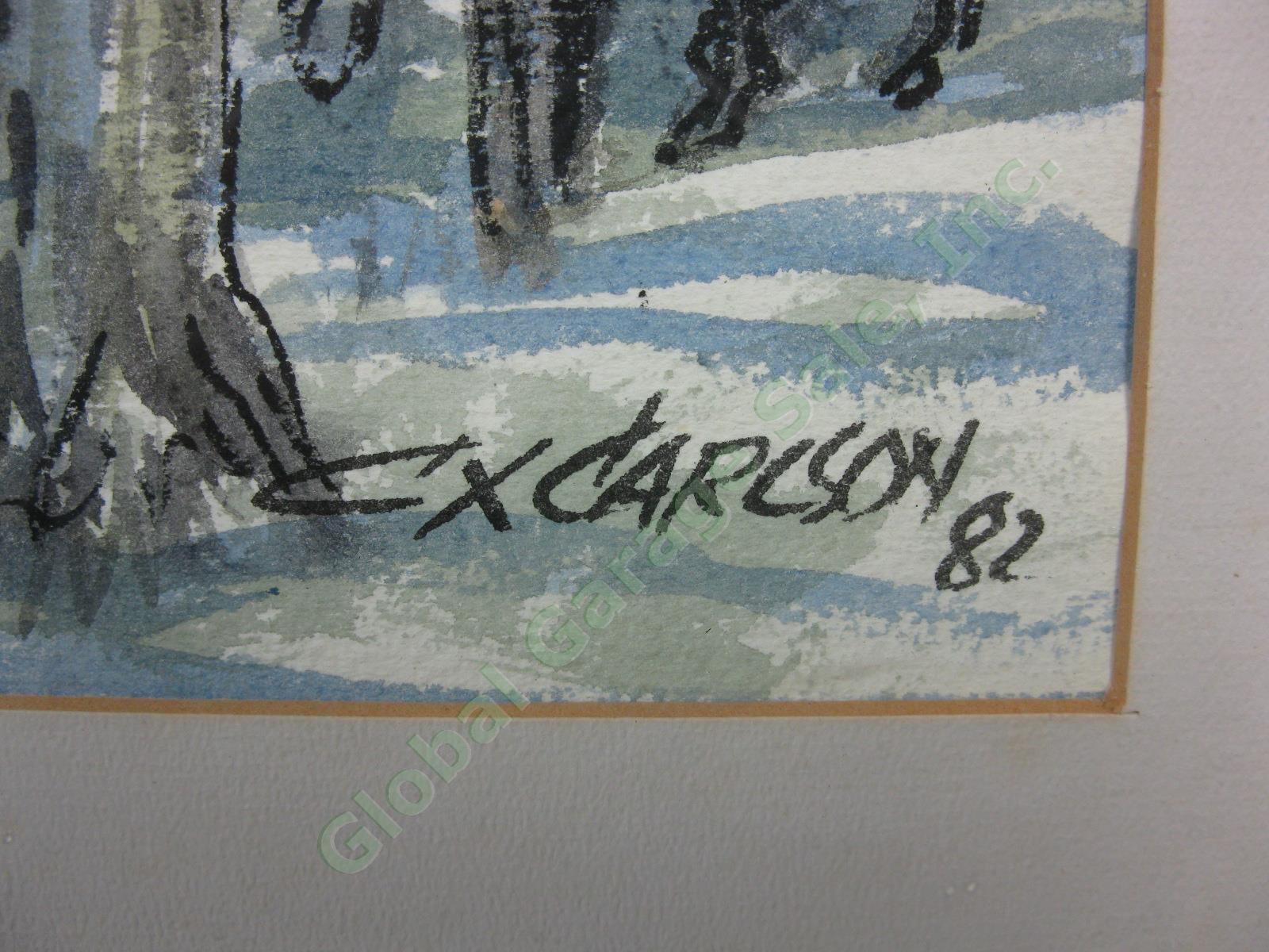 Rare Vtg Original Signed 1982 Charles C X Carlson 1902-1991 Watercolor Painting 2